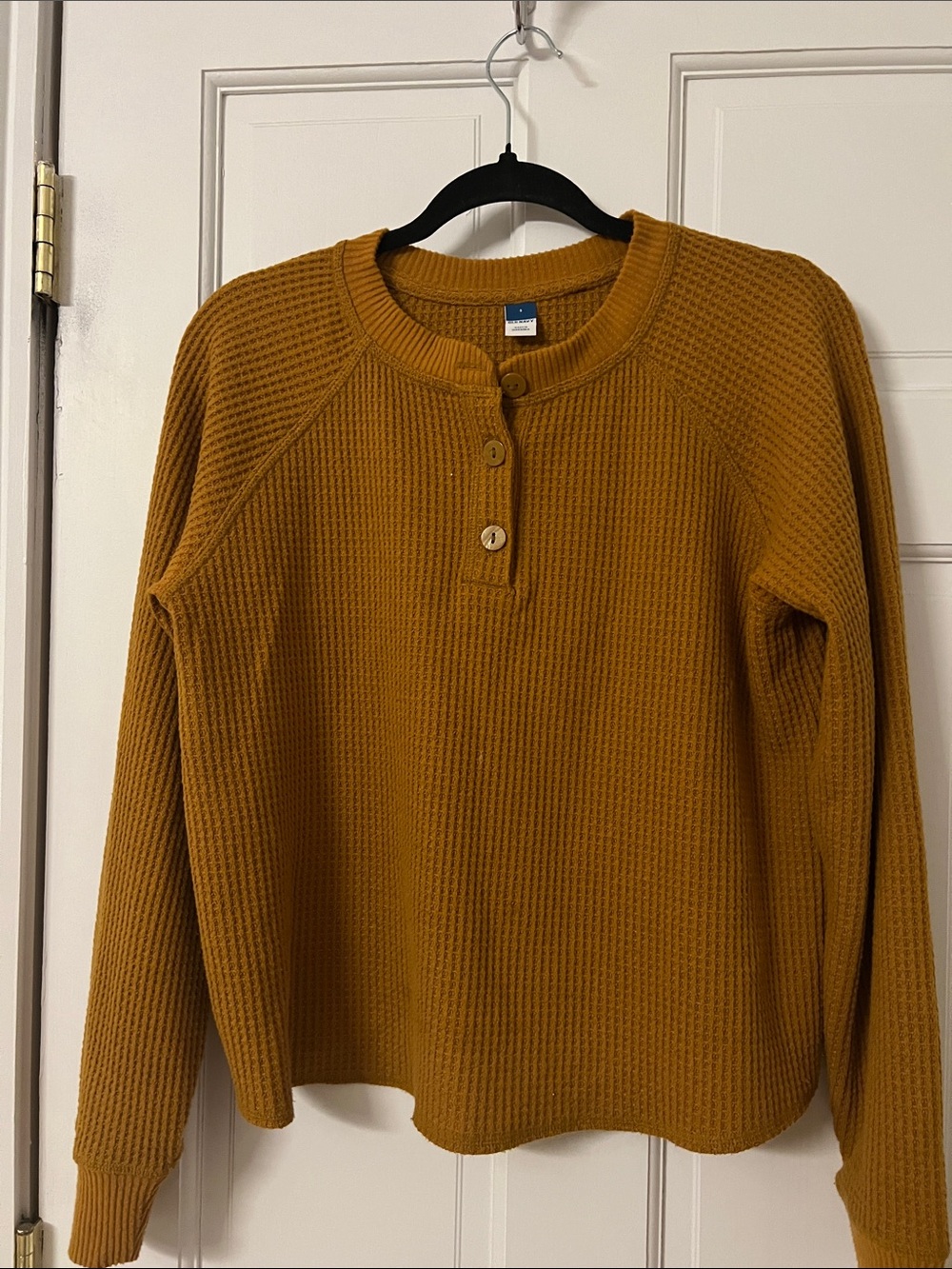 Women’s Mustard Waffle Henley Top - old navy